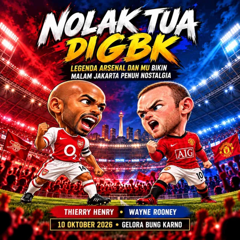 Nolak Tua di GBK Legenda Arsenal dan MU Bikin Malam Jakarta Penuh Nostalgia