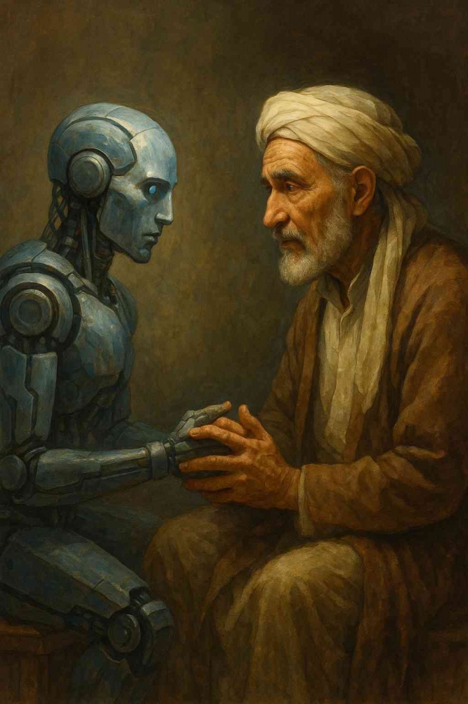 AI: Antara Kecerdasan Buatan dan Tantangan Kemanusiaan : Sumber: Ilustrasi dibuat oleh AI (ChatGPT + DALL·E, OpenAI).&nbsp; Prompt by Jody Aryono