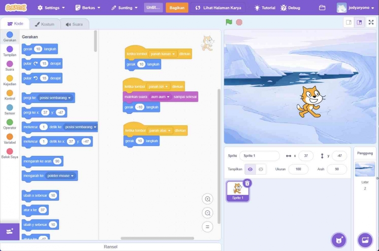 Layar Scratch , Sumber Dokumentasi Pribadi Jody Aryono
