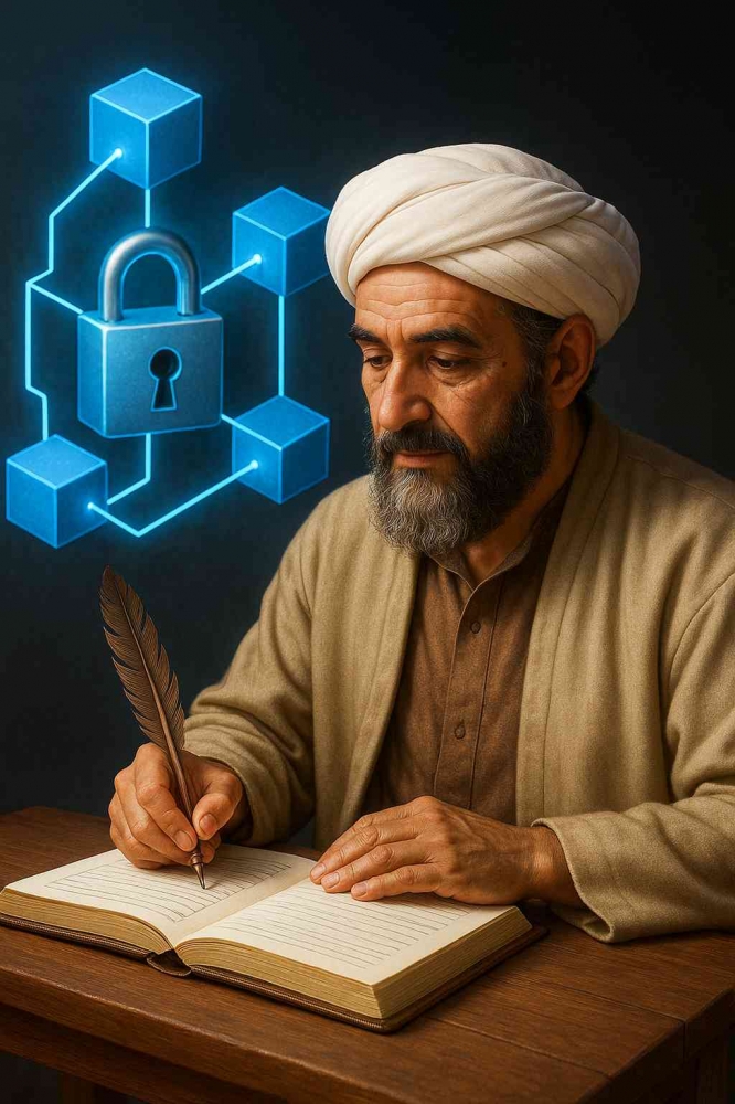 Blockchain: Pencatatan Paling Syar’i di Era Digital   Ilustrasi dibuat oleh AI (ChatGPT + DALL·E, OpenAI) menggunakan prompt By Jody Aryono 