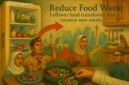 Reduce Food Waste, Sumber: Dokumentasi pribadi Merza Gamal diolah dengan Generative AI 
