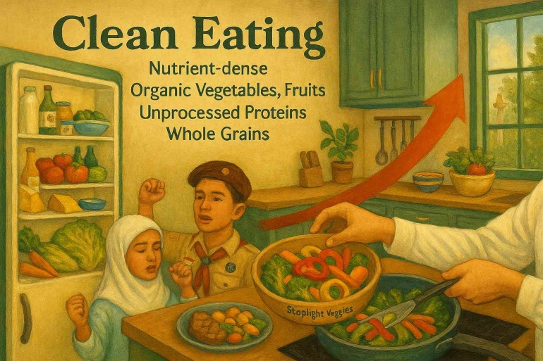 Clean Eating & isi kulkas, Sumber: Dokumentasi pribadi Merza Gamal diolah dengan Copilot.Microsoft.AI 