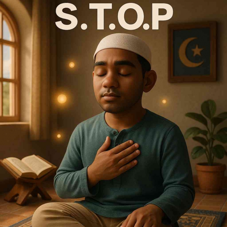 Menata Hati melalui STOP , AI Image Generated ChatGPT5