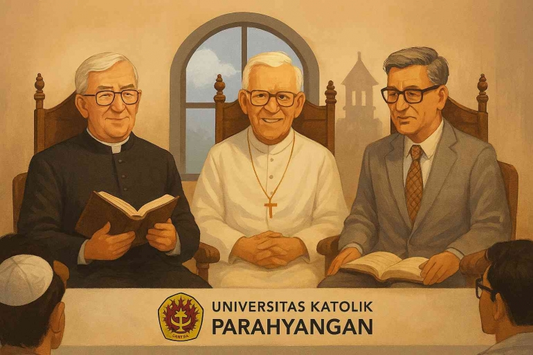 Gambar ilustrasi 3 Frater yang pernah mendidik saya, Sumber: Dokumentasi pribadi Merza Gamal diolah dengan Copilot.Microsoft.AI 